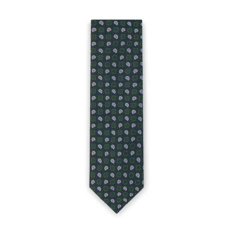 Green Blue Paisley Silk